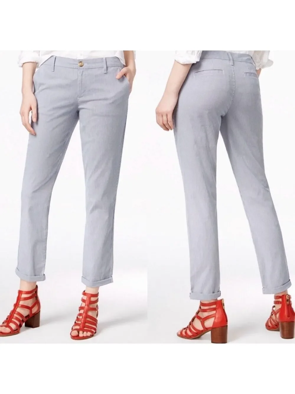 Tommy Hilfiger Chino Pants Women's Hampton Straight Ankle Master Navy Size 16
